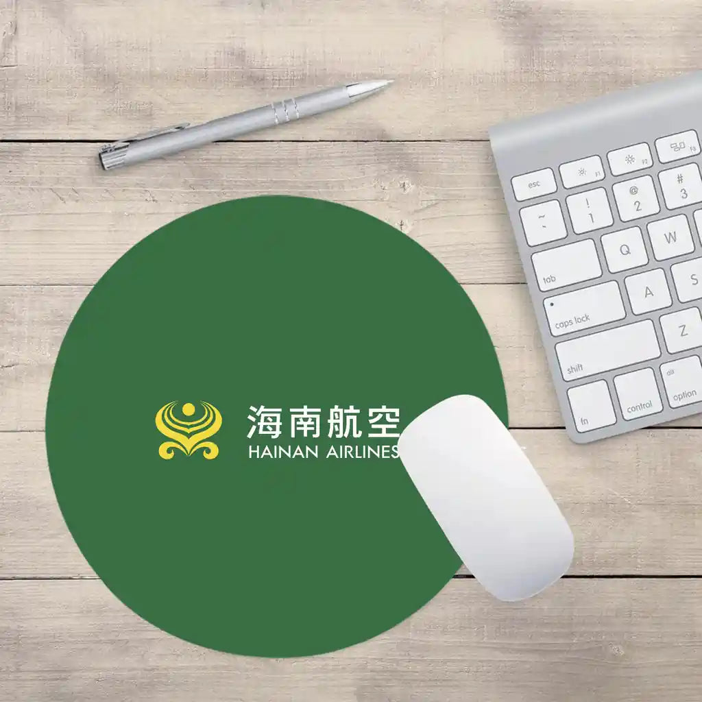 Hainan Airlines design on green round mouse pad