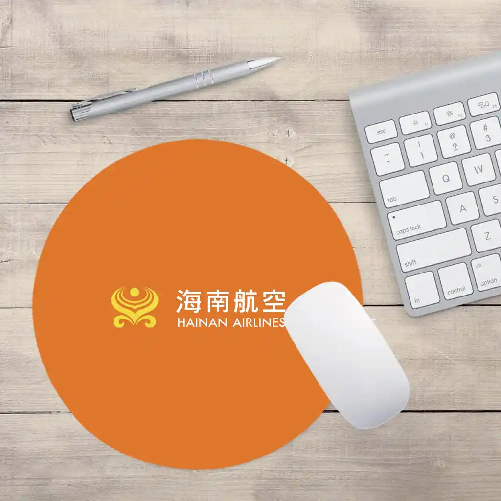 Hainan Airlines design on orange round mouse pad