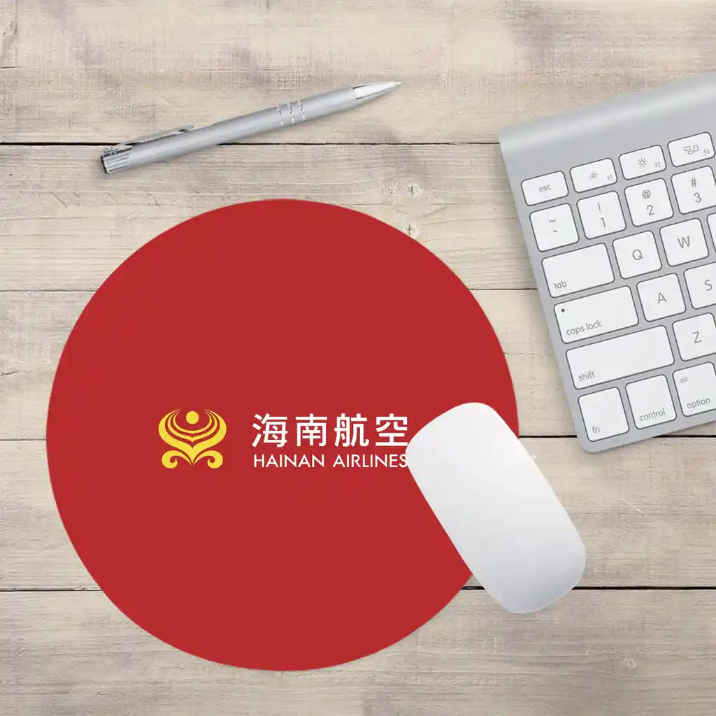Hainan Airlines design on red round mouse pad