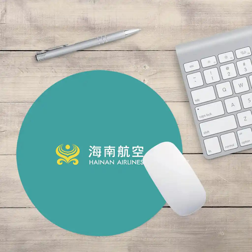 Hainan Airlines design on turquoise round mouse pad