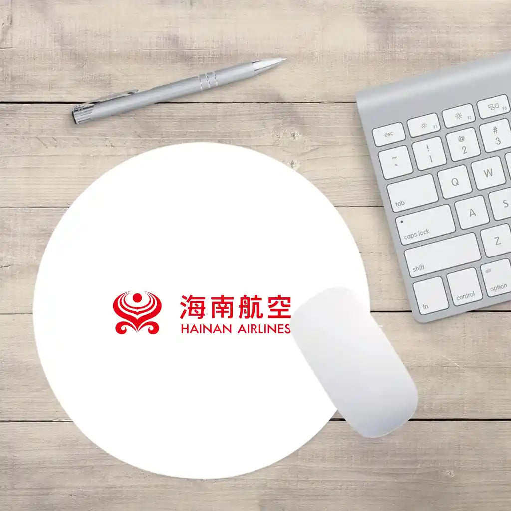 Hainan Airlines design on white round mouse pad