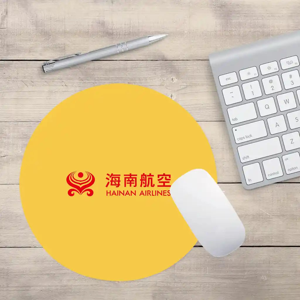 Hainan Airlines design on yellow round mouse pad