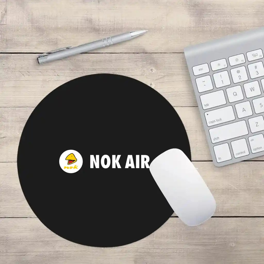 Nok Airlines design on black round mouse pad