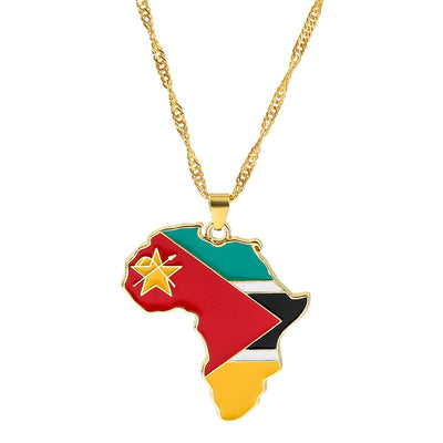 Mozambique Map Flag Necklace
