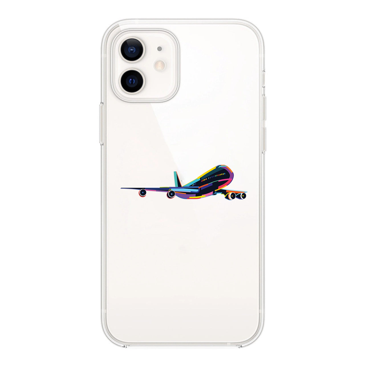 Multicolor Airplane Designed Transparent Silicone iPhone Cases