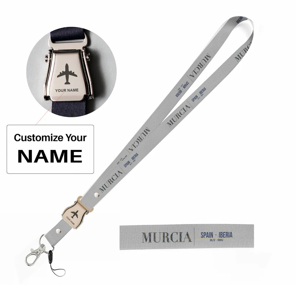 Murcia City Series seat belt lanyard - light gray with name