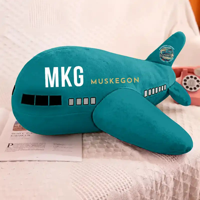Muskegon County Airport (MKG) - Airplane Pillows - Teal