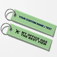 Thumbnail for My Office Has The Best View Aviator Key Chains - Light Green - Personalized
