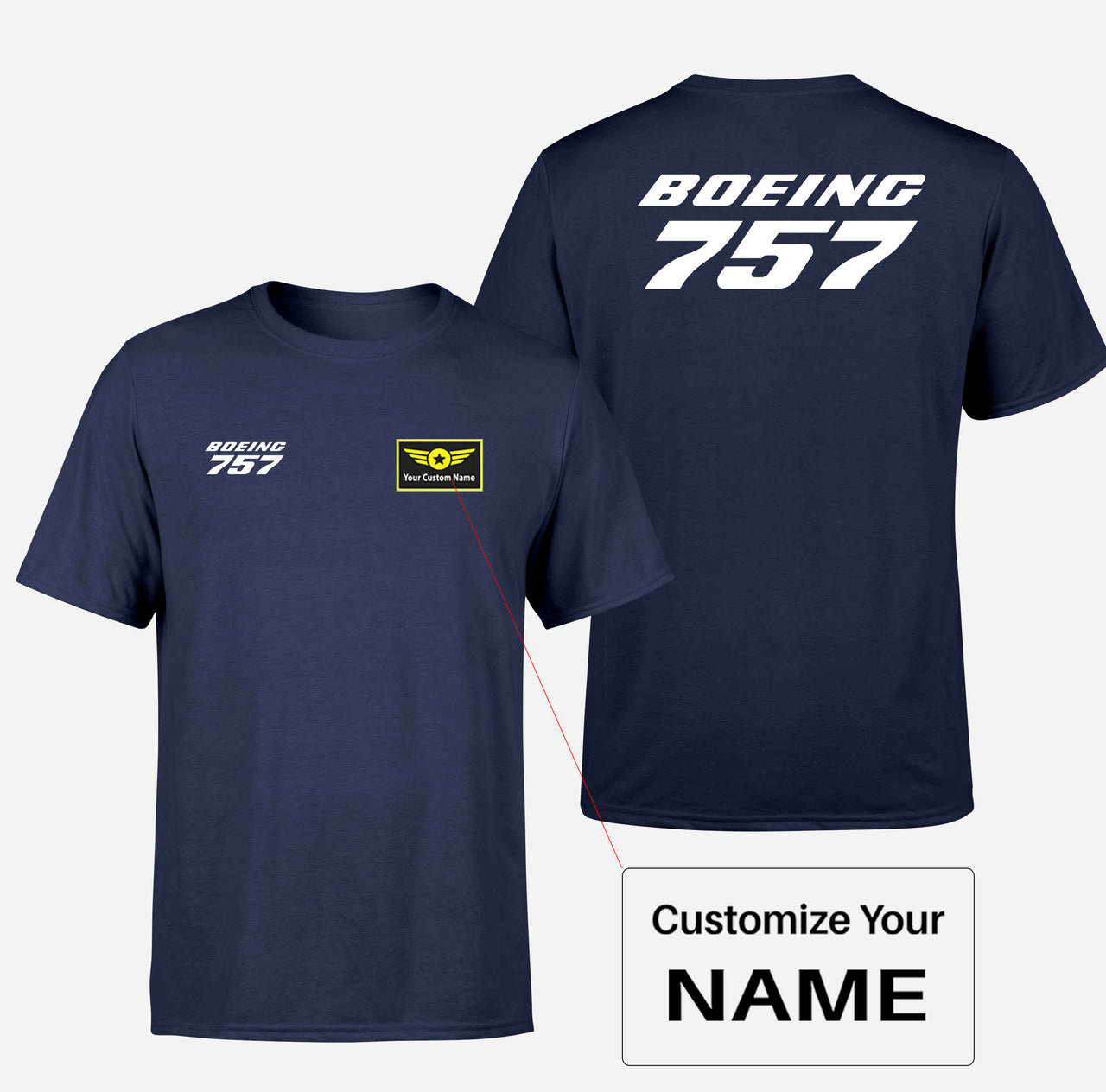 Boeing 757 & Text Designed Double-Side T-Shirts
