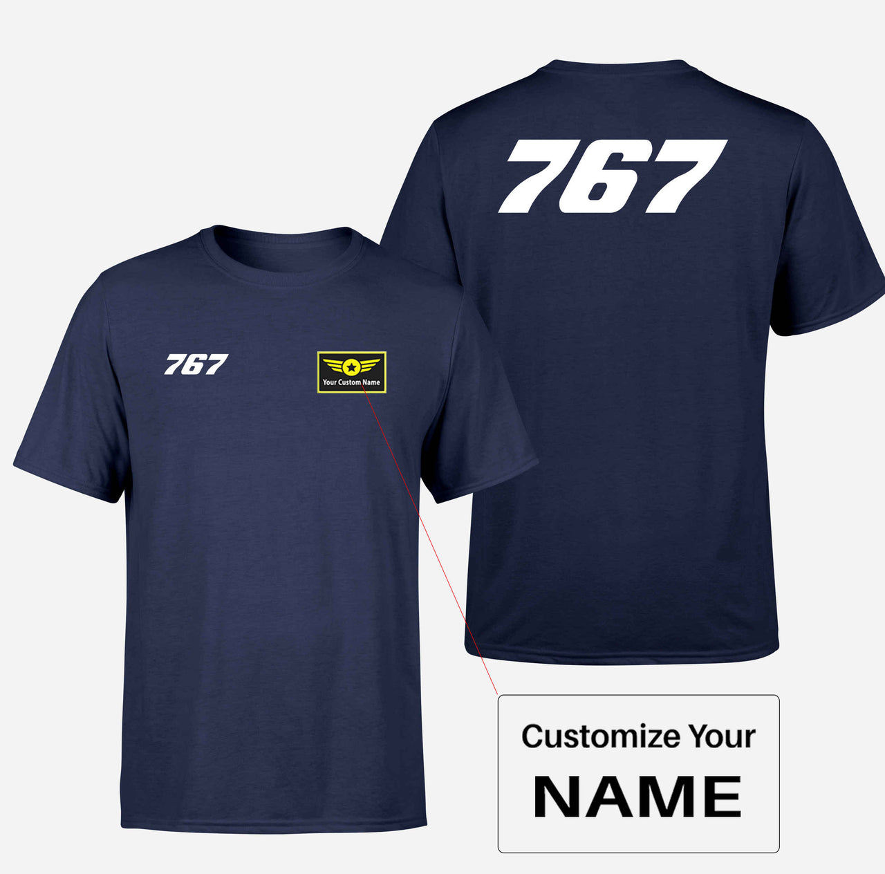 767 Flat Text Designed Double-Side T-Shirts