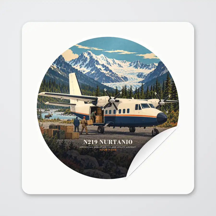 N219 Nurtanio - 3D + Name - Circle Sticker - Peel