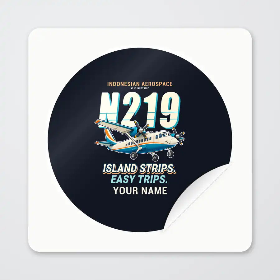 N219 Nurtanio - Cartoon + Name - Circle Sticker - Peel