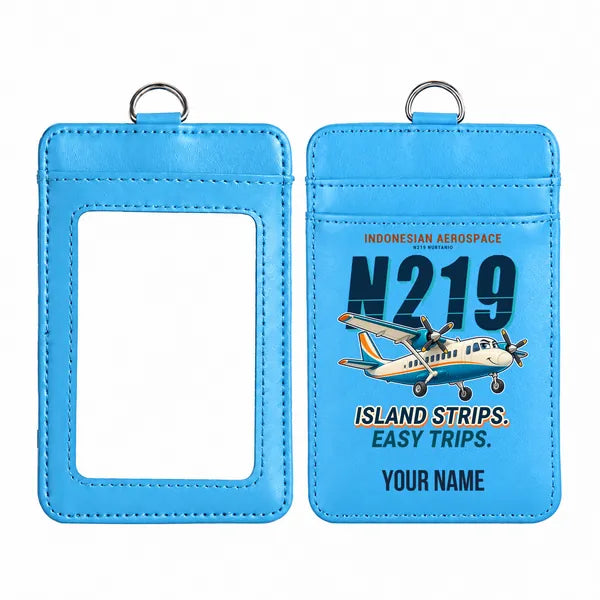 N219 Nurtanio - Cartoon - ID Card Holder - Blue + Name