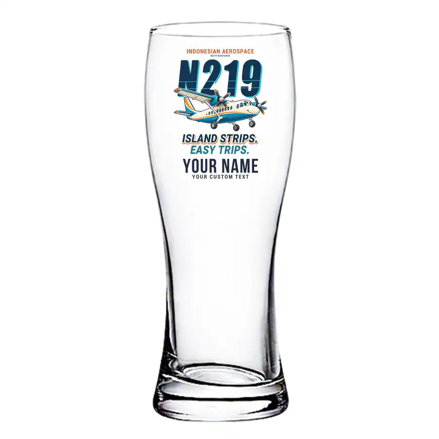 N219 Nurtanio - Cartoon + Name - Pilsner Beer Glass
