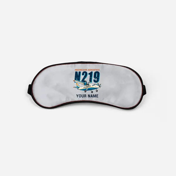 N219 Nurtanio - Cartoon + Name - Sleep Mask - Light Gray