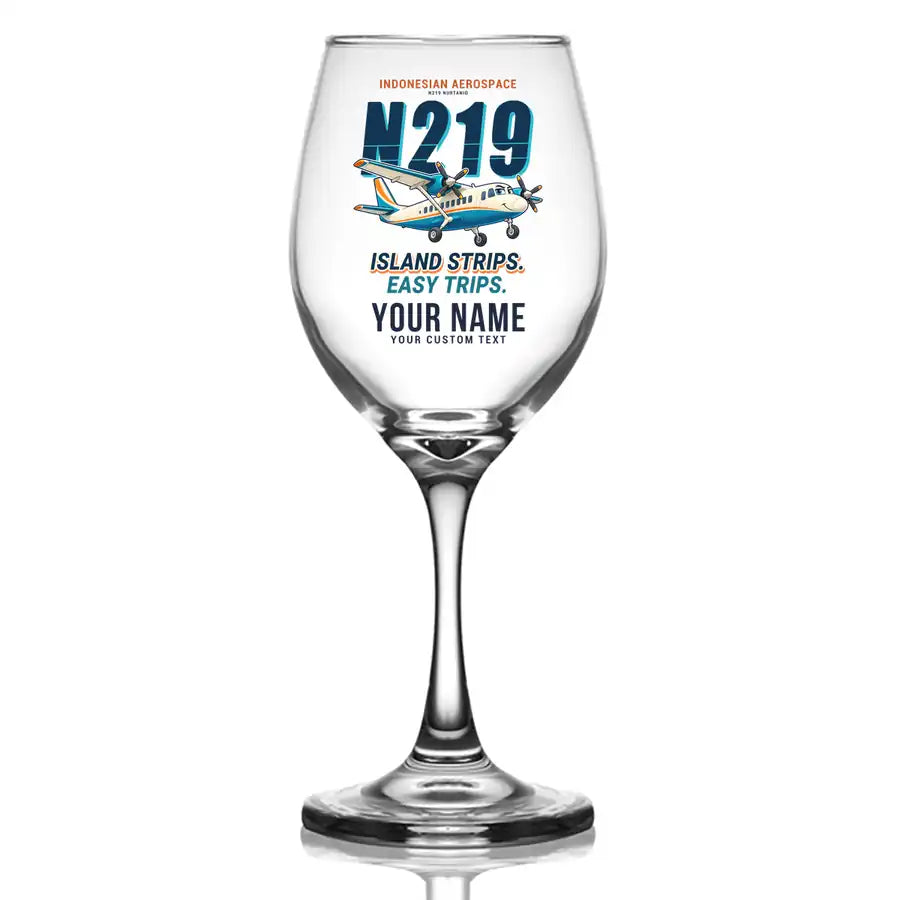 N219 Nurtanio - Cartoon + Name - Wine Glass