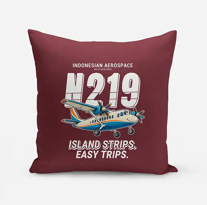 N219 Nurtanio - Cartoon - Pillow - Dark Red