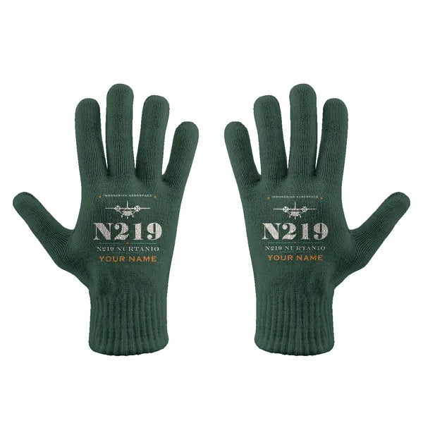 N219 Nurtanio - Gloves - Full - Heritage + Name - Dark Green