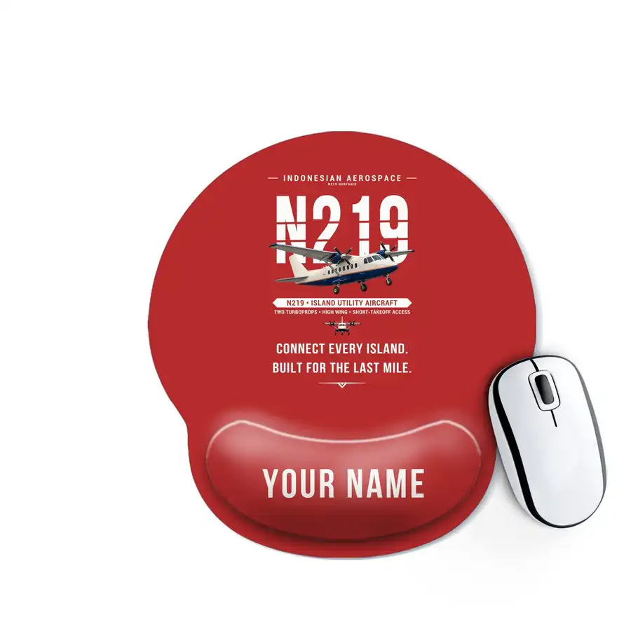 N219 Nurtanio - Original + Name - Ergonomic Mouse Pad - Red