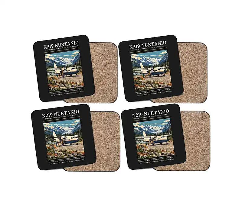 N219 Nurtanio - Poster - Coaster Set - Black