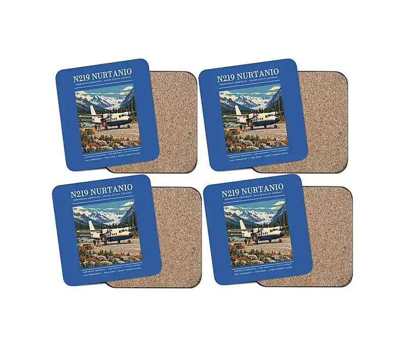 N219 Nurtanio - Poster - Coaster Set - Blue