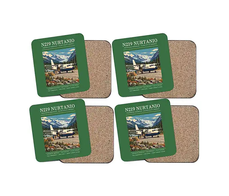 N219 Nurtanio - Poster - Coaster Set - Green