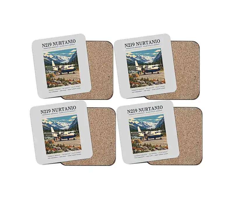 N219 Nurtanio - Poster - Coaster Set - Light Gray