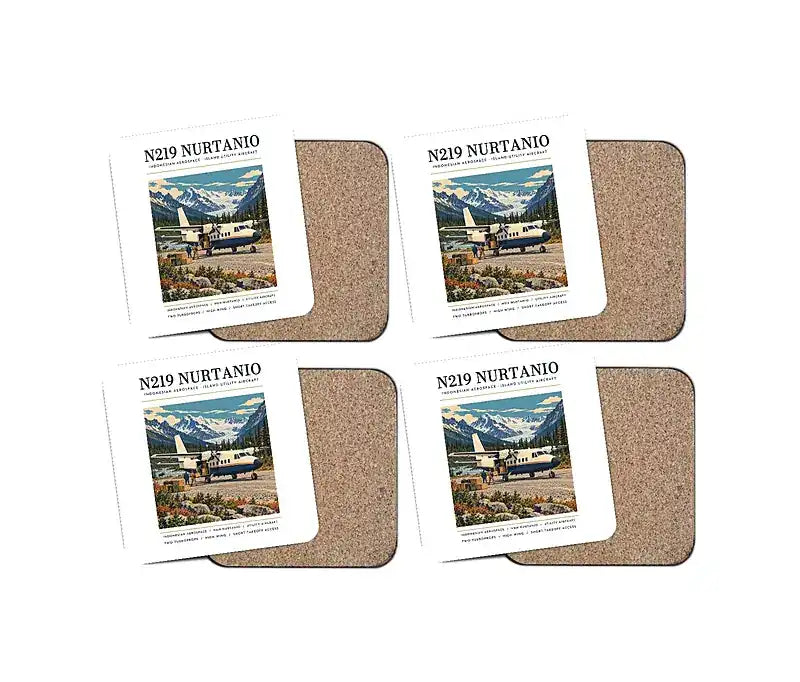 N219 Nurtanio - Poster - Coaster Set - White