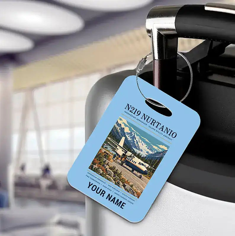 N219 Nurtanio - Poster + Name - Luggage Tag - Light Blue
