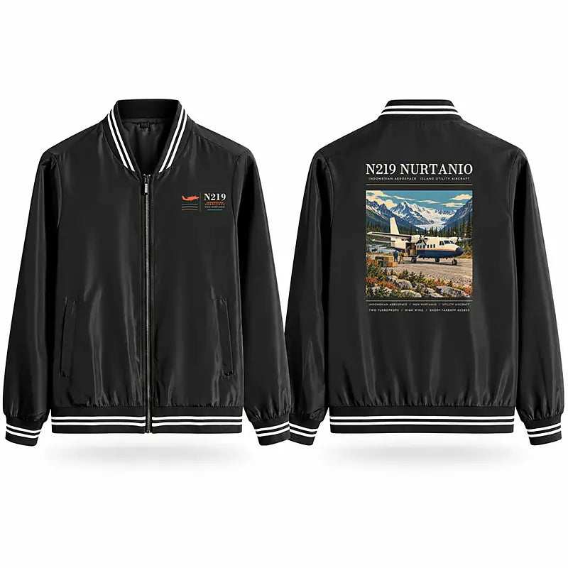 N219 Nurtanio Stylish Jackets - Baseball Collar - Poster - Black