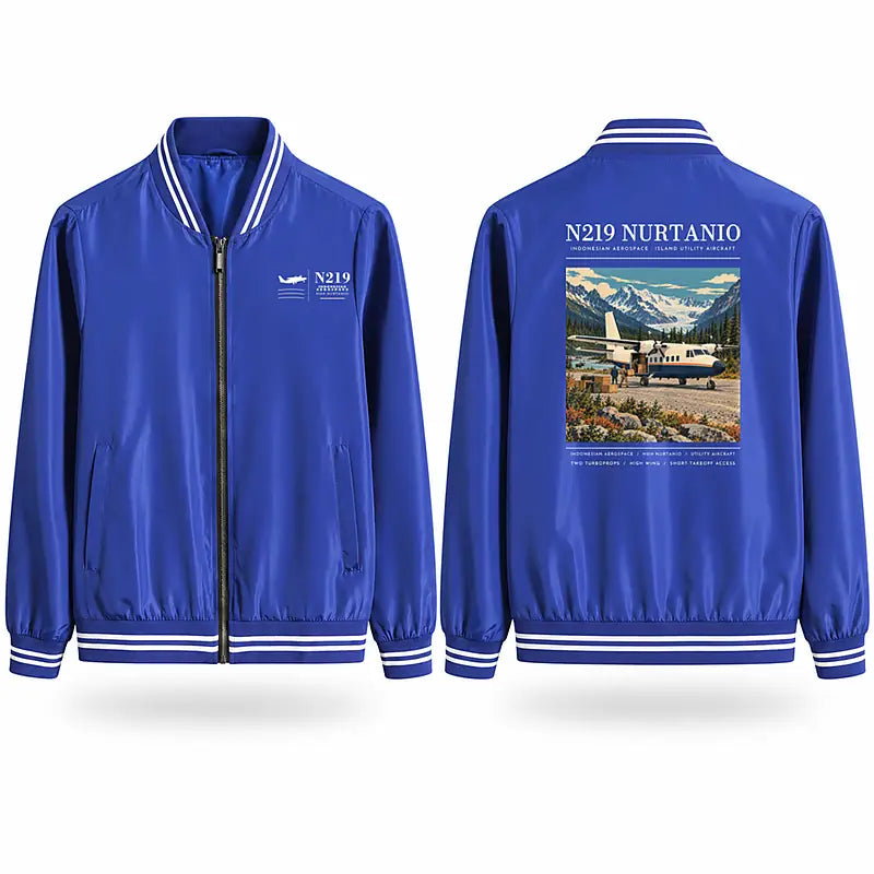 N219 Nurtanio Stylish Jackets - Baseball Collar - Poster - Royal Blue