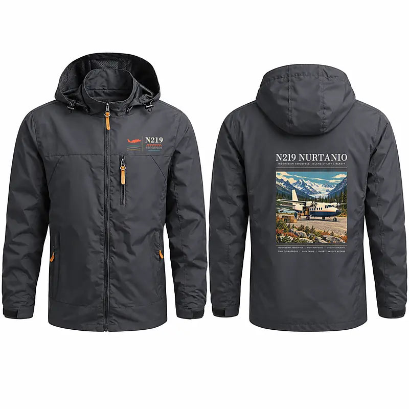 N219 Nurtanio Stylish Jackets - Hooded Windbreaker - Poster - Charcoal