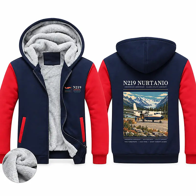 N219 Nurtanio Zipped Sweatshirts - Poster - Navy & Red