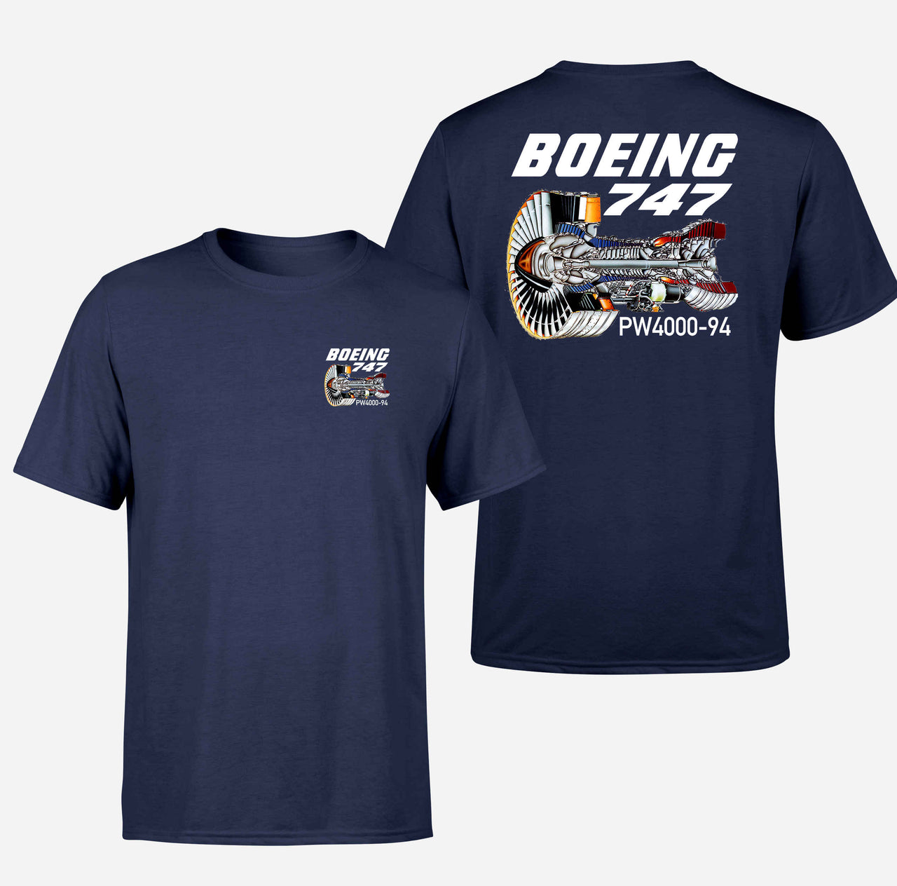 Boeing 747 & PW4000-94 Engine Designed Double-Side T-Shirts