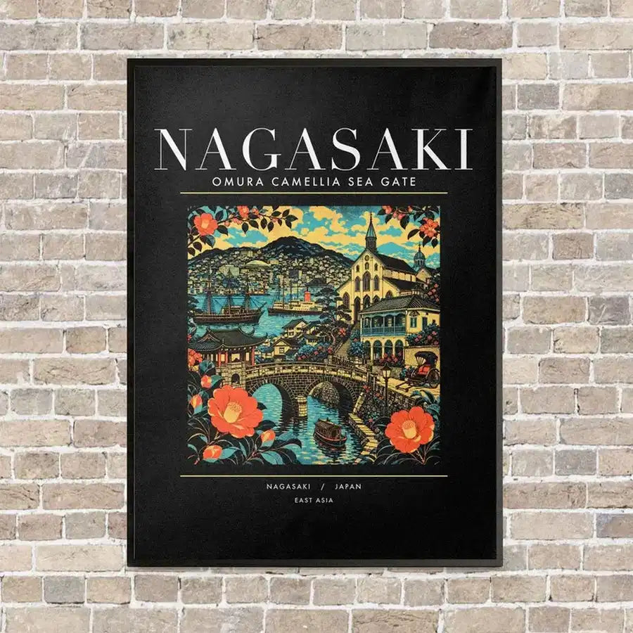 NAGASAKI - Poster - Canvas Framed - Black