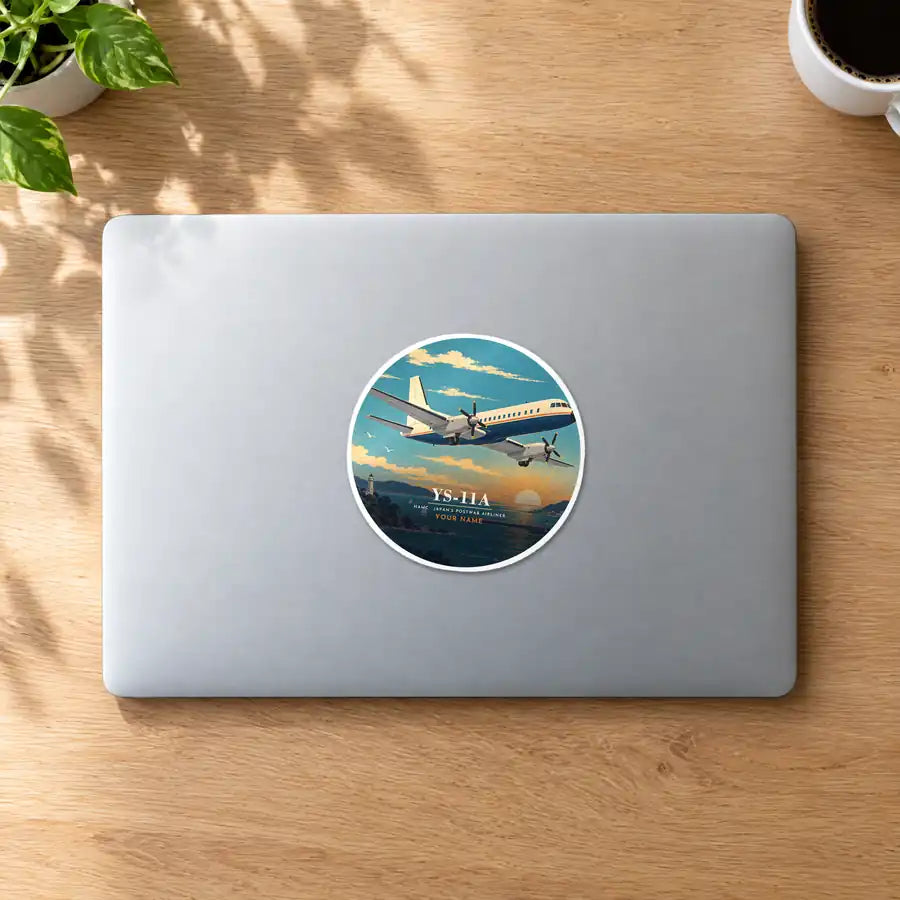 NAMC YS-11A - 3D + Name - Circle Sticker - MacBook