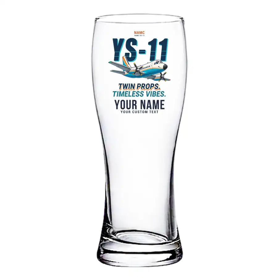 NAMC YS-11A - Cartoon + Name - Pilsner Beer Glass