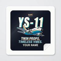 Thumbnail for NAMC YS-11A - Cartoon + Name - Square Sticker - Peel
