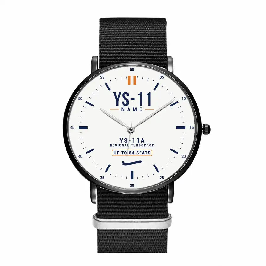 NAMC YS-11A - Classic - White - Slim Leather - Black and Black Nylon Strap