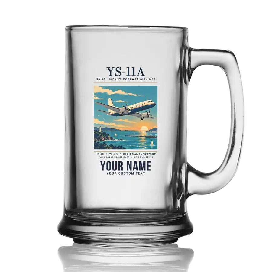 NAMC YS-11A - Poster + Name - Beer Glass with Holder