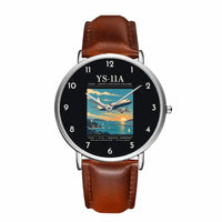 Thumbnail for NAMC YS-11A - Poster - Slim Leather - Silver and Brown Leather Strap