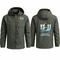 Thumbnail for NAMC YS-11A Stylish Jackets - Hooded Windbreaker - Cartoon - Olive Green