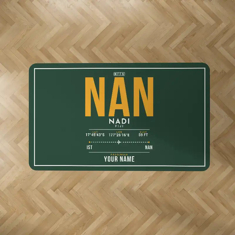 Nadi International Airport (NAN) Carpets - Carpet Rectangle - ID Tag + Name - Dark Green