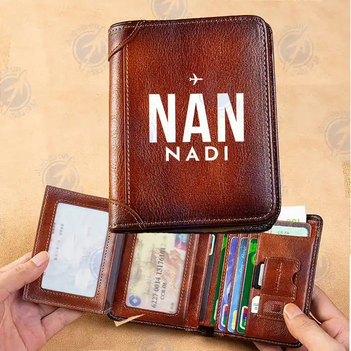 Nadi International Airport (NAN) Leather Wallets - Printed Leather Wallet - Code