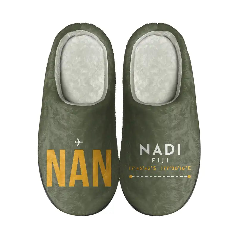Nadi International Airport (NAN) Slippers & Flip Flops - Slippers - Cotton - Code - Different - Green Army
