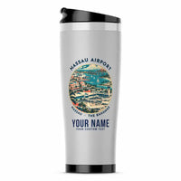 Thumbnail for Lynden Pindling International Airport Nassau (NAS) Travel Mugs - Badge + Name - Stainless Steel (No Holder) - Light Gray