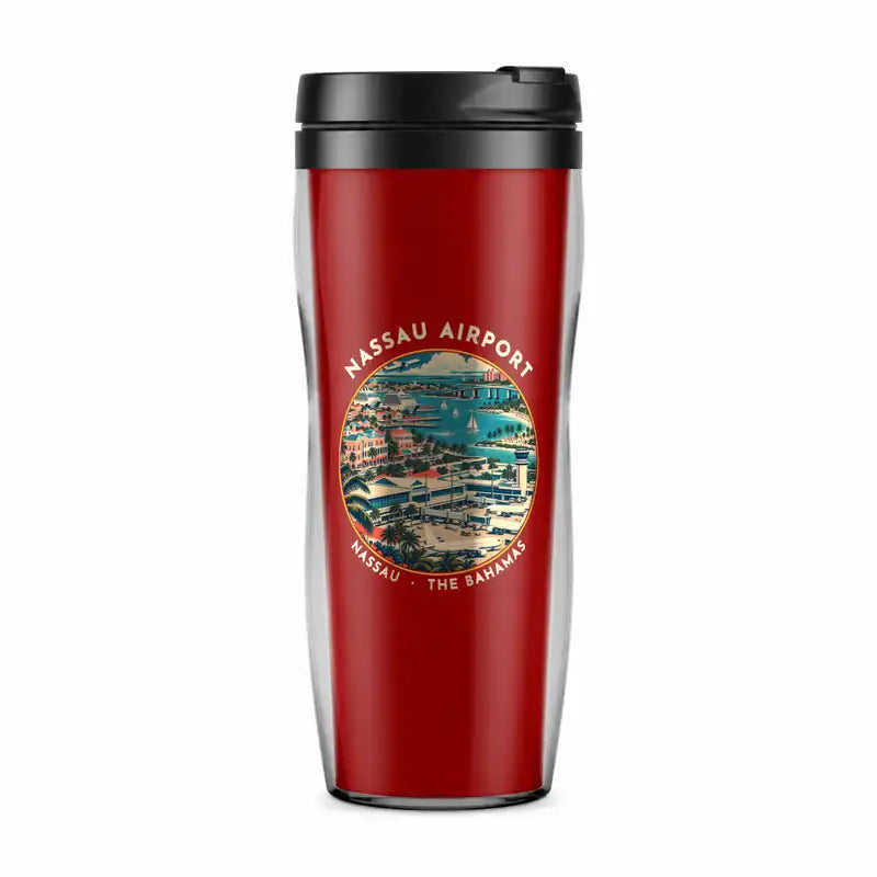 Lynden Pindling International Airport Nassau (NAS) Travel Mugs - Badge - Plastic (No Holder) - Red