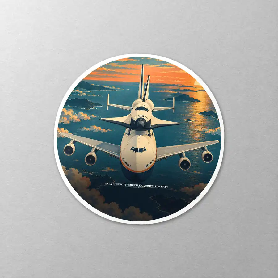 NASA Boeing 747 Shuttle Carrier Aircraft - 3D - Circle Sticker - Close-up