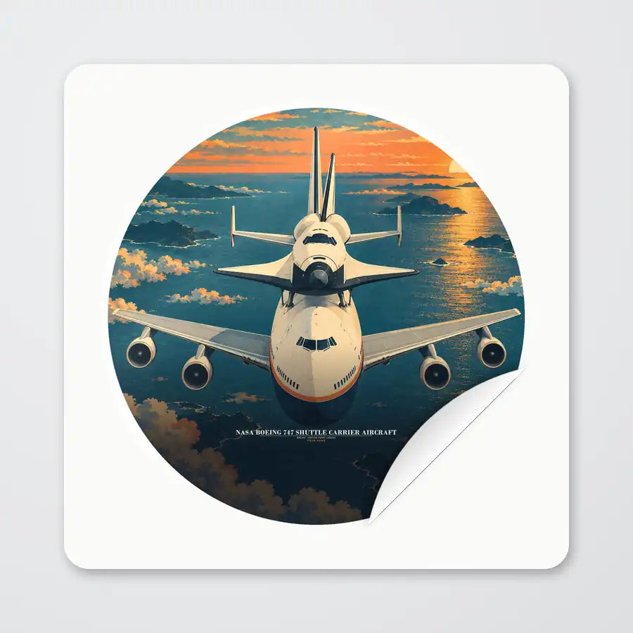 NASA Boeing 747 Shuttle Carrier Aircraft - 3D + Name - Circle Sticker - Peel