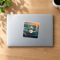 Thumbnail for NASA Boeing 747 Shuttle Carrier Aircraft - 3D + Name - Square Sticker - MacBook